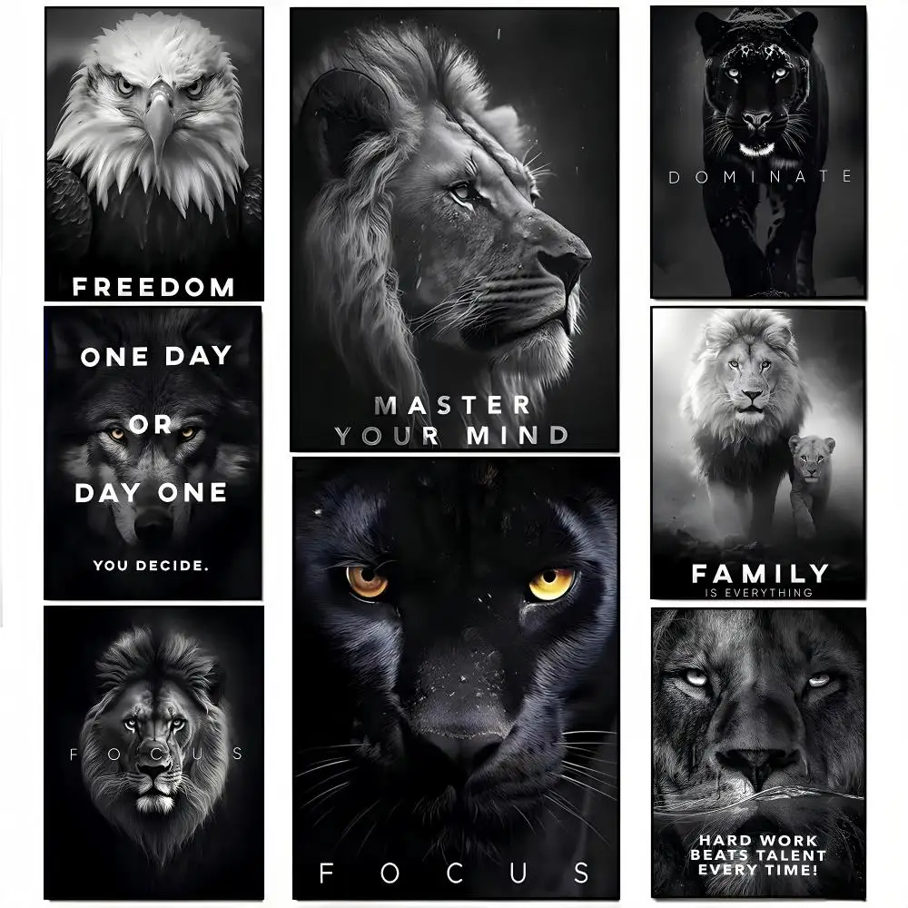 Art Simple Nordic Style Tiger Lion Bald Eagle Poster Wall decals, perfect for hallways, living rooms, and home decor