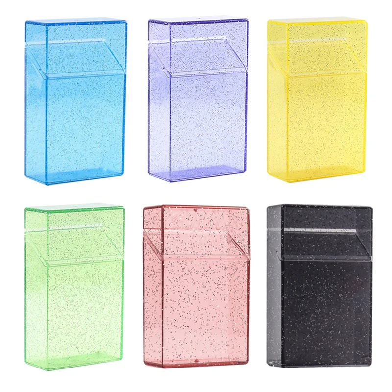 Plastic Clear Thick Cigarette Case Shining Cigarettes Box Portable Cigarette Holder Container For Smoker Dropshipping