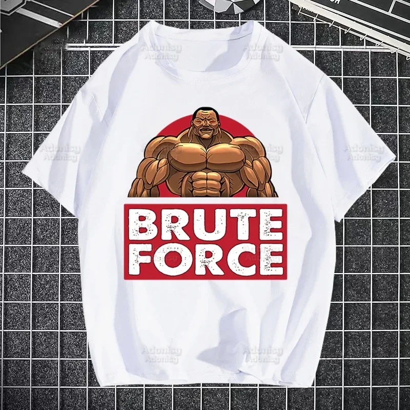 Fighter Anime Baki T Shirts print O-Neck Short Sleeve Mens Yujiro Hanma Grappler Fighting t Shirt Hip-Hop Heigh Quality Men