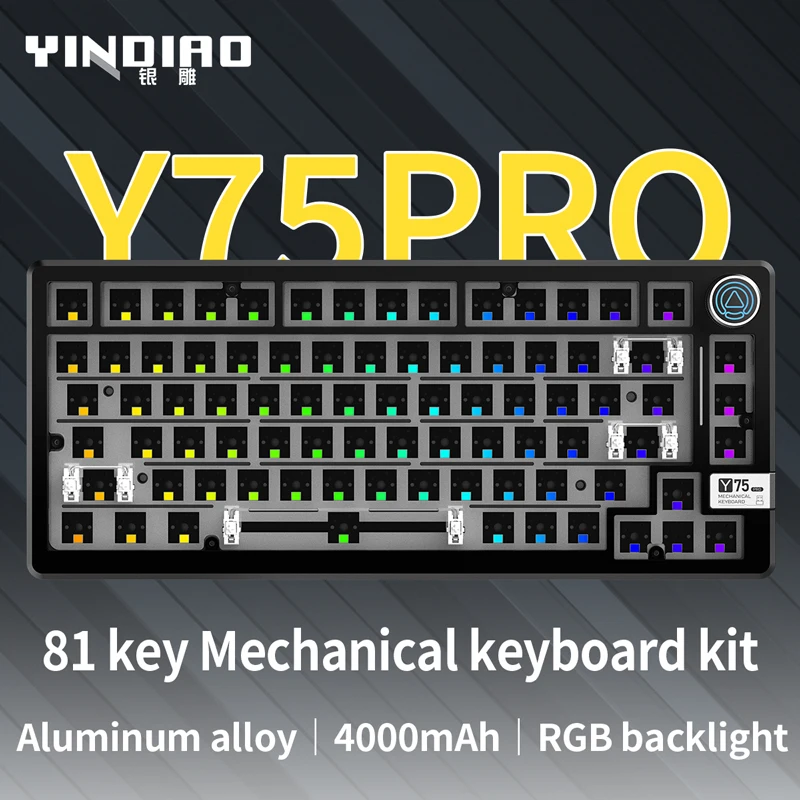 

YINDIAO Y75PRO Tri-mode BT/Wireless/Wired Mechanical Keyboard Aluminum Kit 75% 3/5 Pins Customized Hot Swap RGB