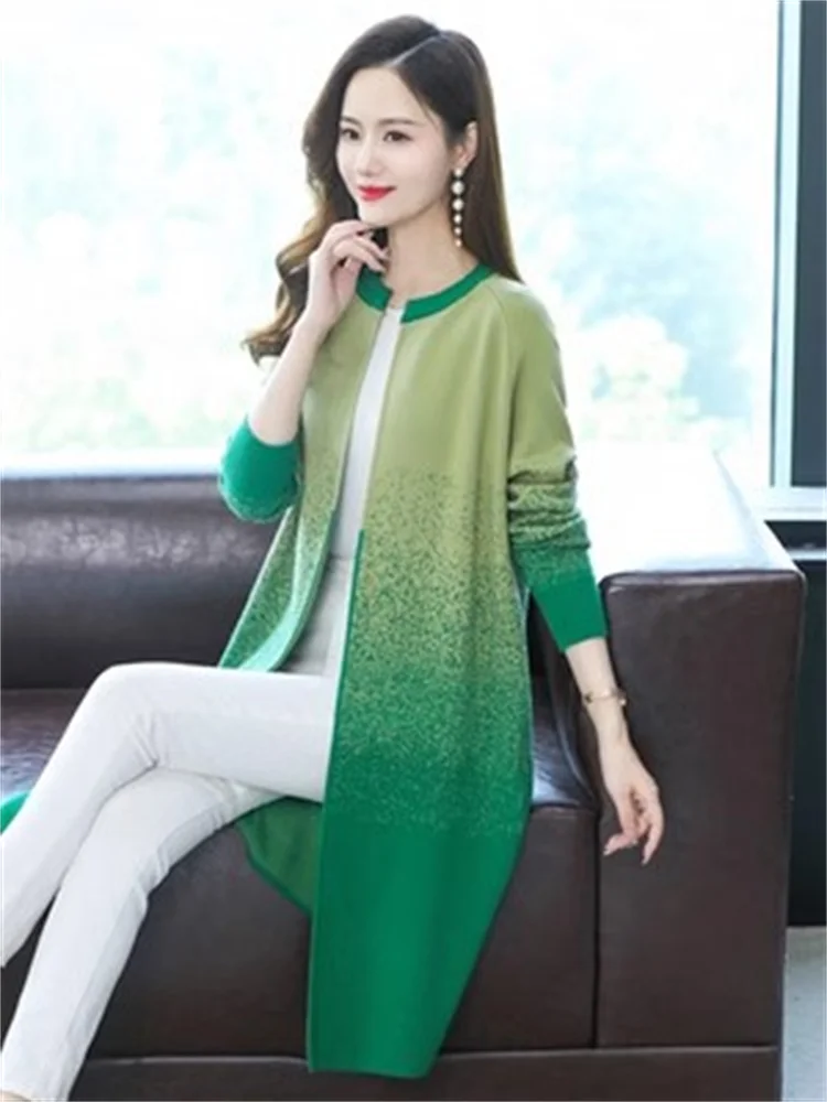 High-end Knitted Cardigan Women's Long Coats Autumn Winter Are Loose and Slim and Sweaters Are Worn Outside 2023 Explosive Tops