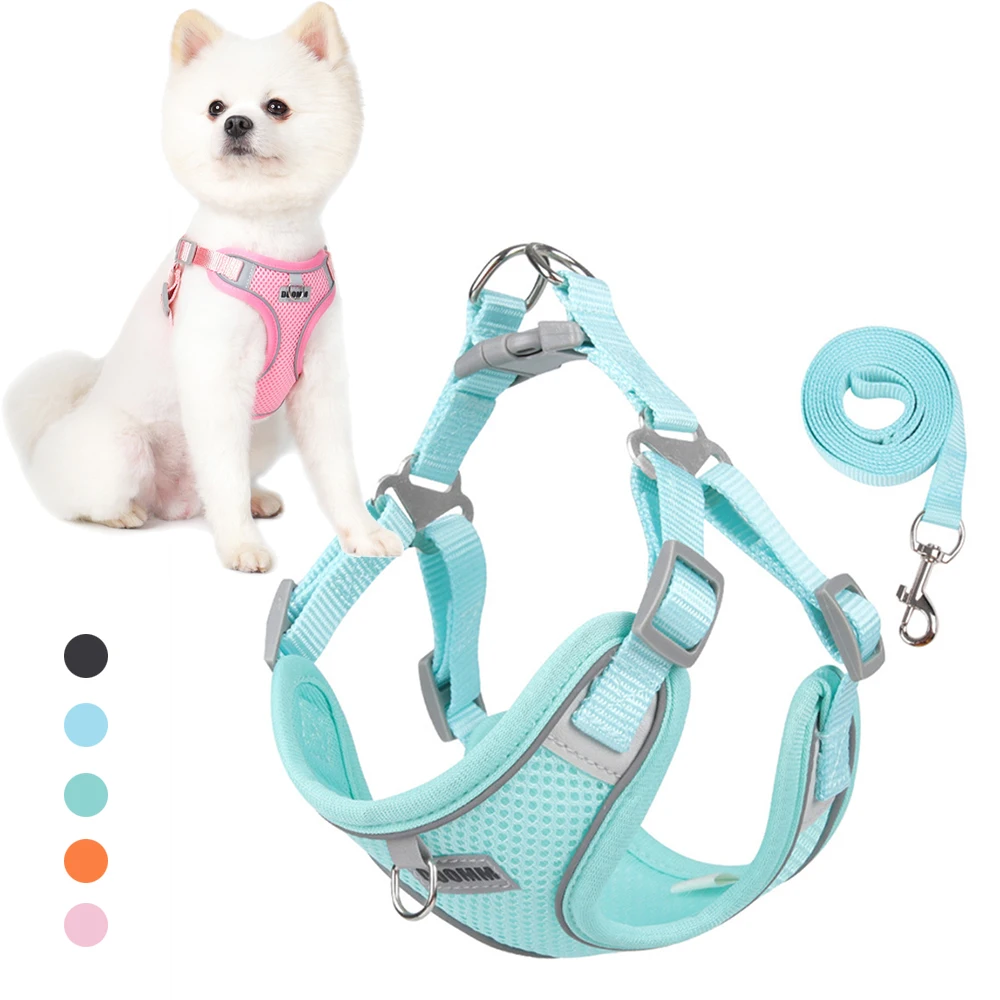 Mesh Breathable Pet Harness for Small Medium Dogs Outdoor Puppy Dog Harnesses and Leash for Walking Pomeranian mascotas Supplies