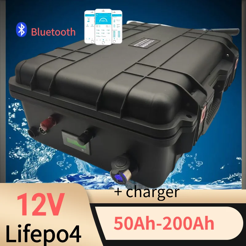 12V 50Ah 60Ah 80Ah 100Ah 120Ah 250Ah Lifepo4 Lithium Battery with Smart BMS 4S for Ship Rubber Boat Propeller Trolling Motor