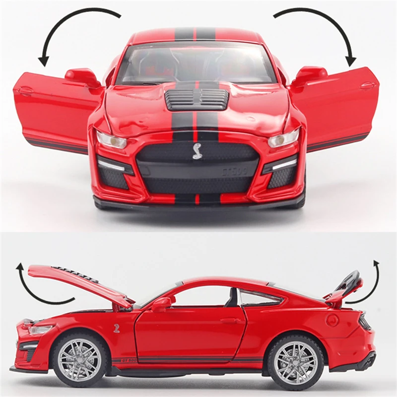 1:32 Ford Mustang Shelby GT500 Modified Alloy Sports Car Model Diecasts Metal Toy Car Model Simulation Collection Toys Gift