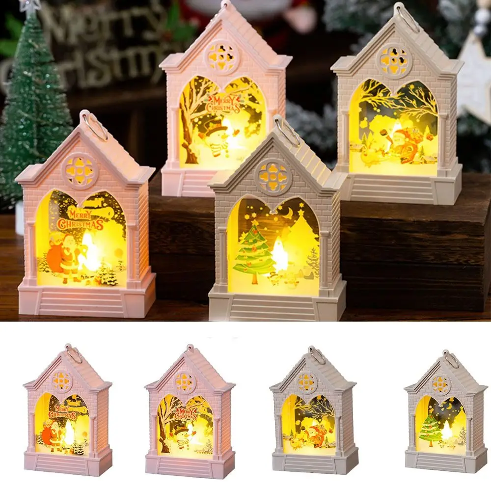 Brilhante LED Christmas Tree Night Lamp com gancho, Santa, casa, lâmpada de vento, desktop