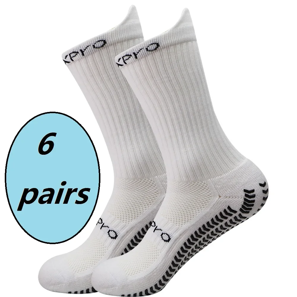 6 Pairs Anti-Slip Grip Socks, Powerful Grip Football Socks, Breathable Men Sports Socks, One Size Fits All