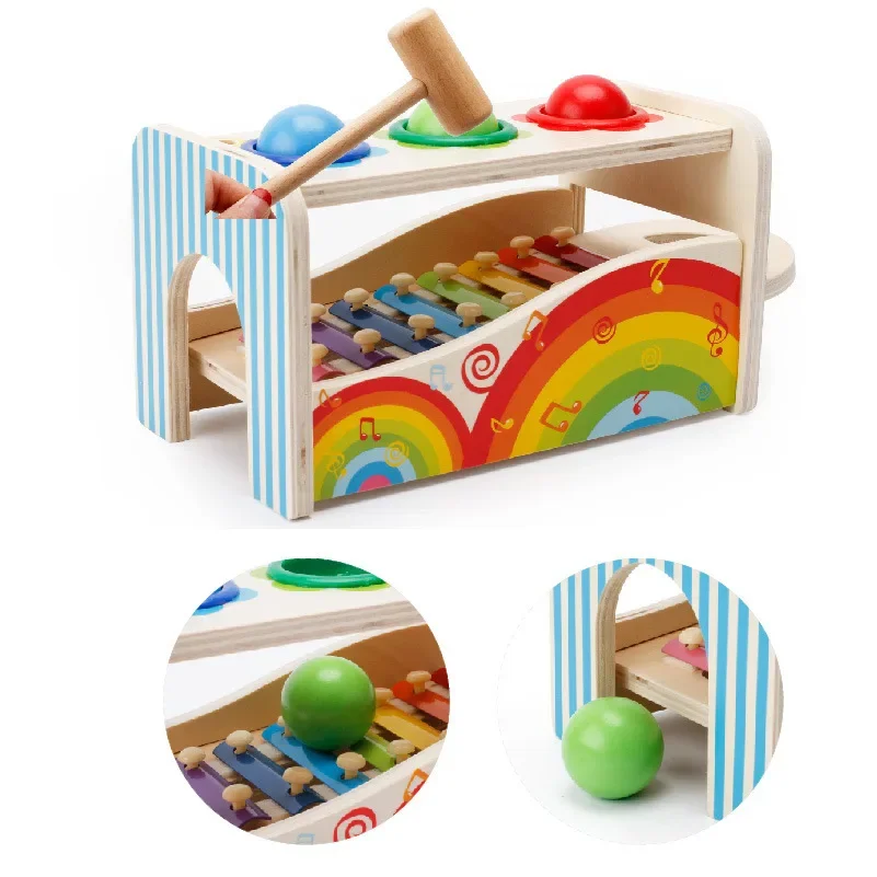 

New Multifunctional Music Knocking Table Wooden Educational Toys Knock Classic Early Training Noise Maker Toy Gifts for Children