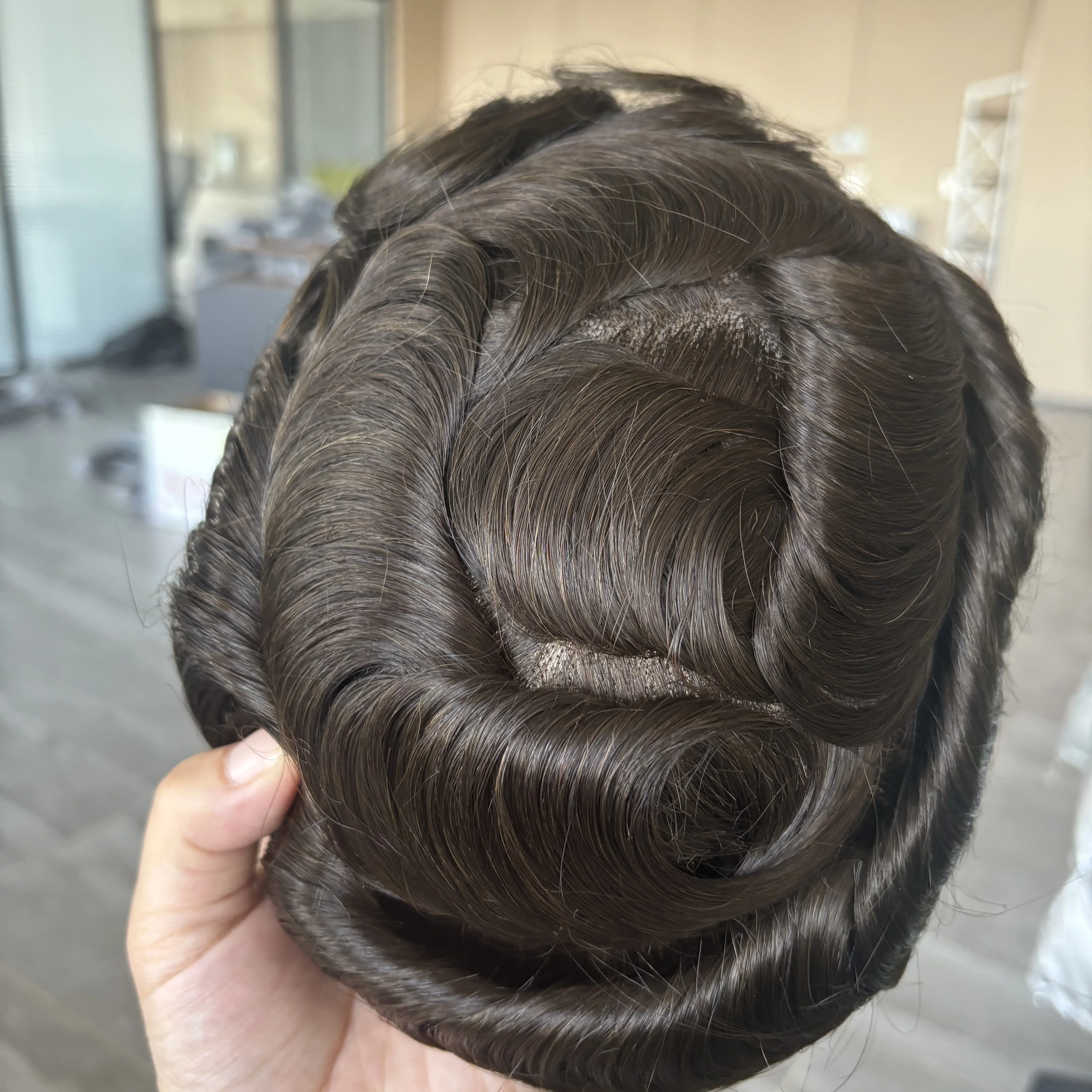 Light Blonde European Human Hair Man's Wigs Undetectable Fine Mono Base Comfortable Men Toupee Durable Hair System Prosthesis