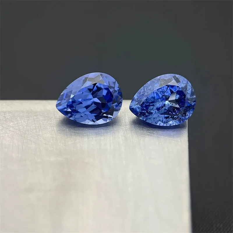 1Piece Lab-Created Pulled Czochralski Cornflower Blue Sapphire Loose Gemstones Pear Faceted Cut  For Jewelry Making