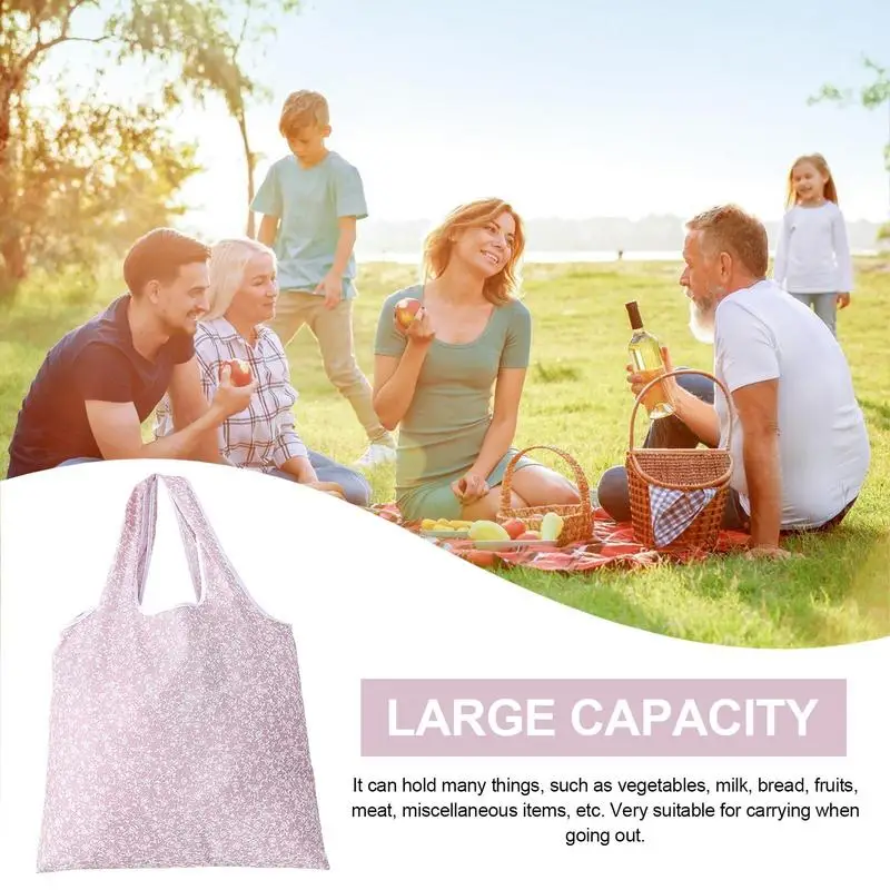 Big Folding Shopping Bag Eco-Friendly Reusable Portable One Shoulder Handbag For Travel Grocery Fashion Pocket Bags