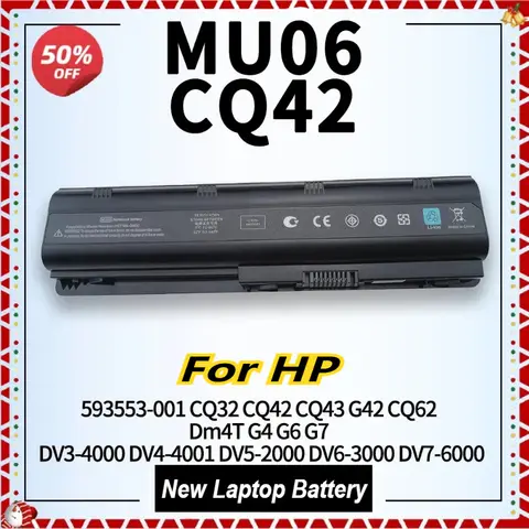 4400mAh MU06 CQ42 Laptop Battery for HP CQ43 CQ32 G32 G42 G6 G7 CQ62 CQ72 CQ56 CQ57 DM4T DV3-4000 DV5-2000 DV6-3000 593553-001