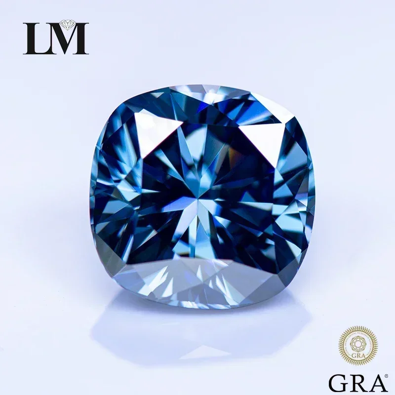 Moissanite Stone Cushion Cut Natural Color Royal Blue Lab Grown Gemstone for DIY Charms Advanced Jewelry Making with GRA Report