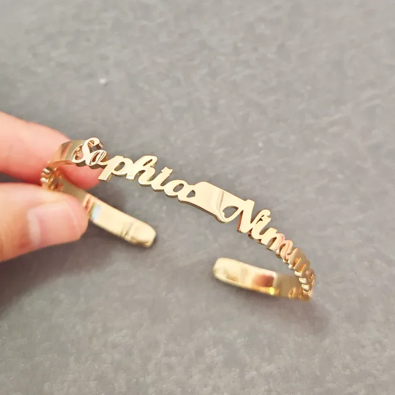 

Personalized Custom Multiple Name Bracelets Luxury Stainless Steel Charm Bracelet Bangles Women Jewelry Birthday Gift Wholesale