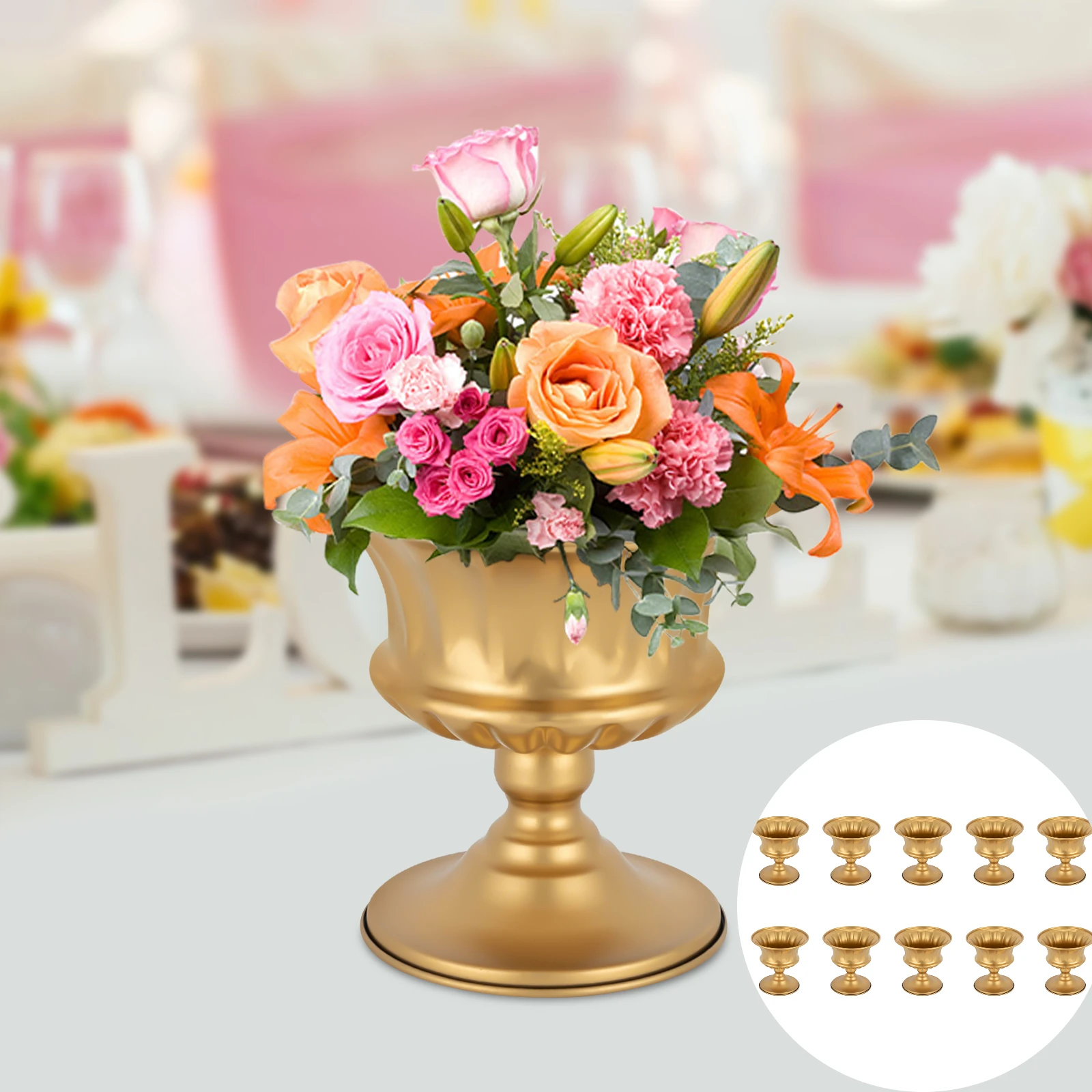 

10PCS 15CM Wedding Flower Vases, Gold Vases, Wedding Centerpieces Vase Party Flower Stand Home Decor