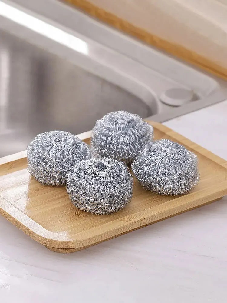 6pcs Steel Wire Balls for Washing Pots and Dishes and Non Falling Wire Brush Balls for Kitchen and Household Cleaning