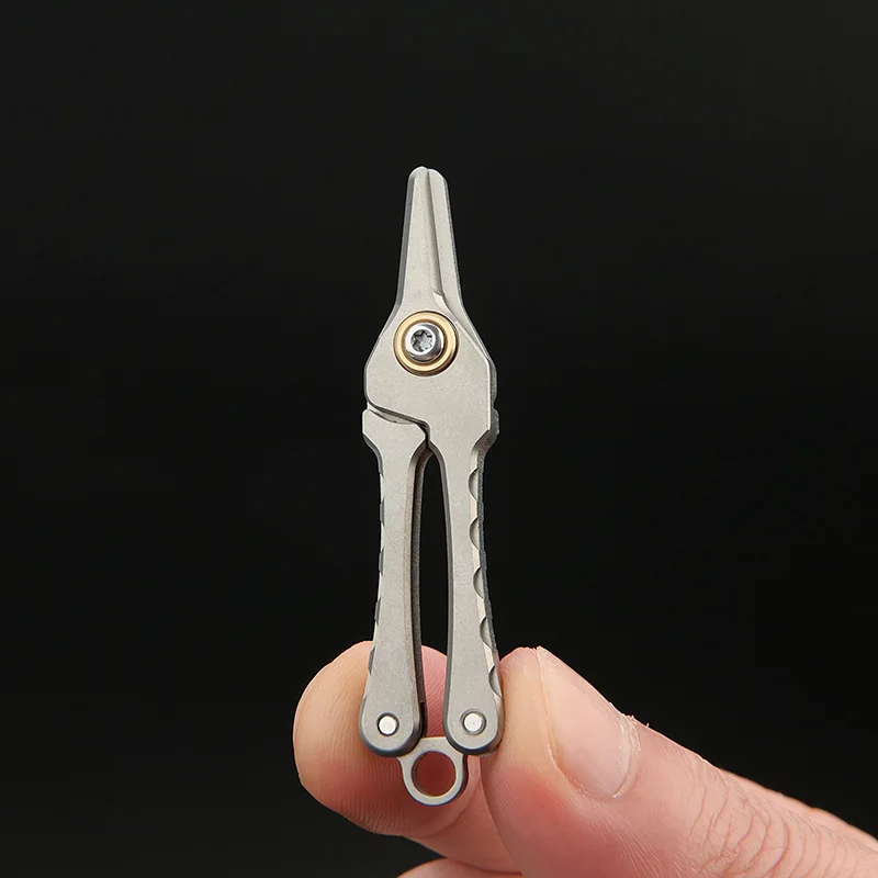 55MM Titanium Alloy MINI Scissors Buckle Nose Hair EDC Tool Snap Lock Scissors Eyebrow Trimming Tool Outdoor Portable Scissors