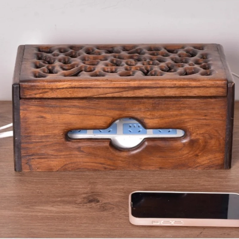 صندوق منظم الكابلات الخشبية الإبداعية، حامل قطاع الطاقة، غطاء محطة شحن متعدد الوظائف، تخزين سطح المكتب للمكتب والمنزل