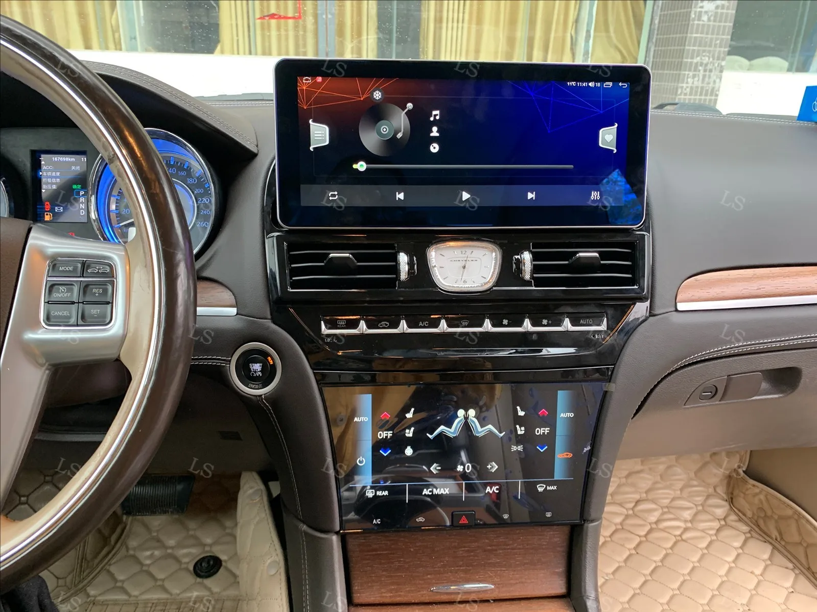 

12.3+9.66" Android14 For Chrysler 300 300C 2011-2023 Car Intelligent Systems LCD Air Conditioning Panel Head Unit Carplay Screen