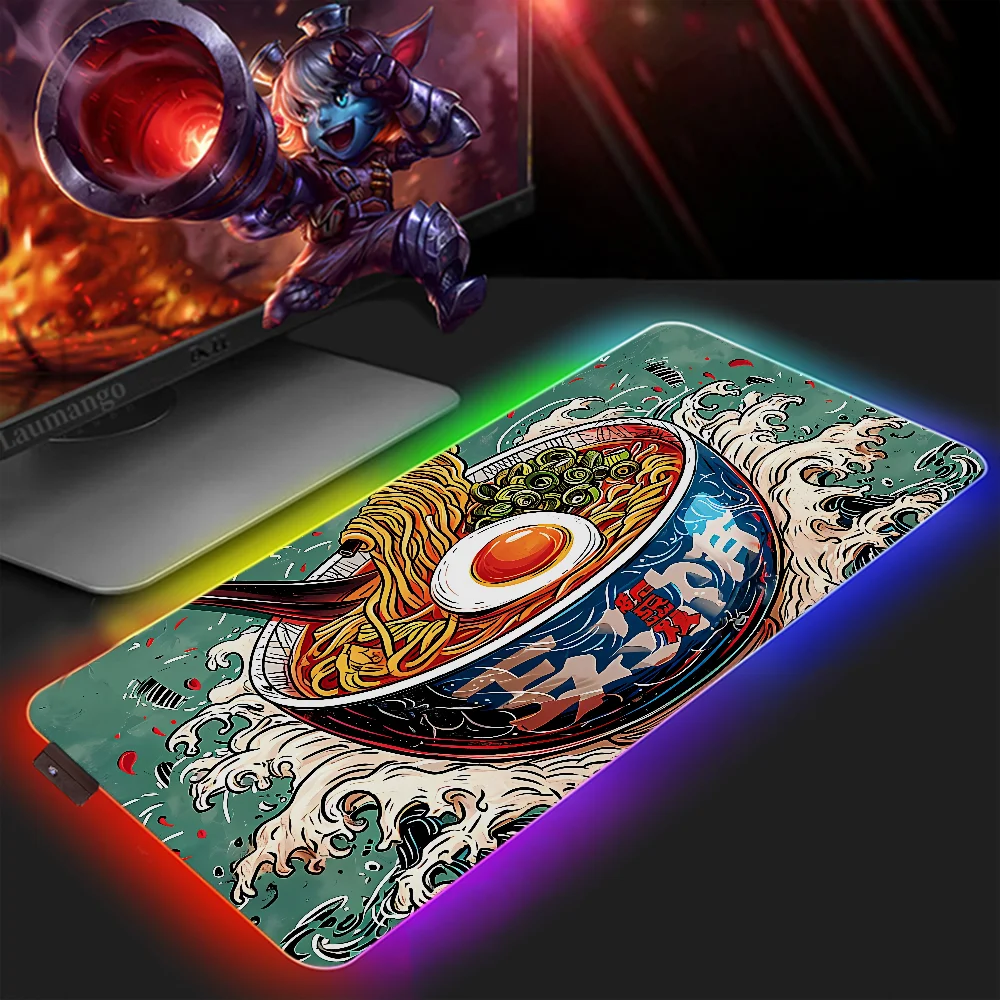 RAMEN BOWL Mousepad Gamer 900x400 Extended Pad Pc Gaming Accessories Desktops Desk Mat Mouse Mats Keyboard Xxl Setup Office Mice