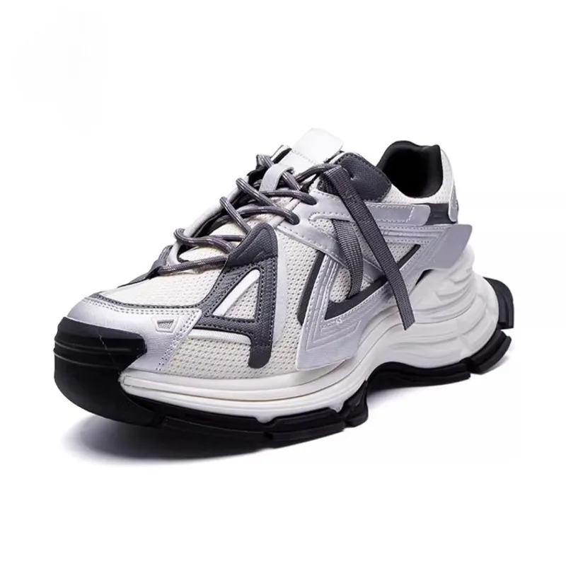 

Spring Autumn Mesh Sneakers Men's Casual Shoes Height Increasing Hard-Wearing Fashion Outdoor Breathable Male Shoes