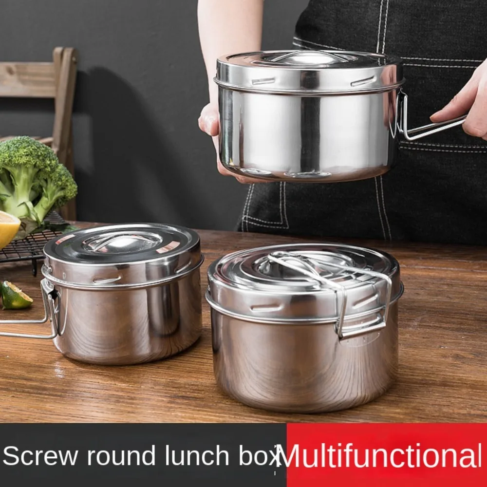 Dishwasher Safe Stainless Steel Lunch Box Leakproof 16cm Lunch Container Round Bento Box Adults Student