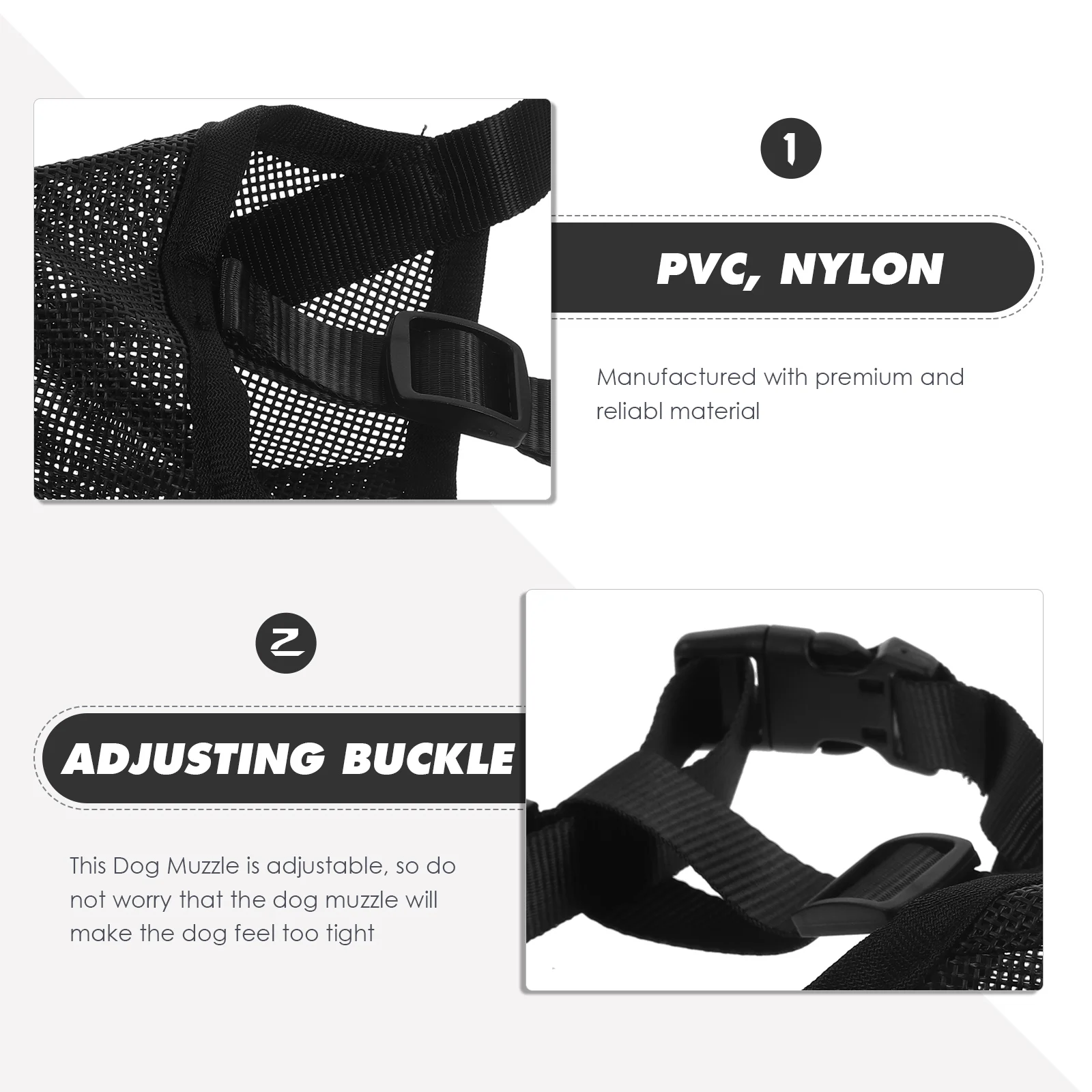 

Dog Muzzle Black S Size Mesh Breathable Soft Large Dog Anti Barking Mouth Cover Portable Pet Supplies Nylon muzzle