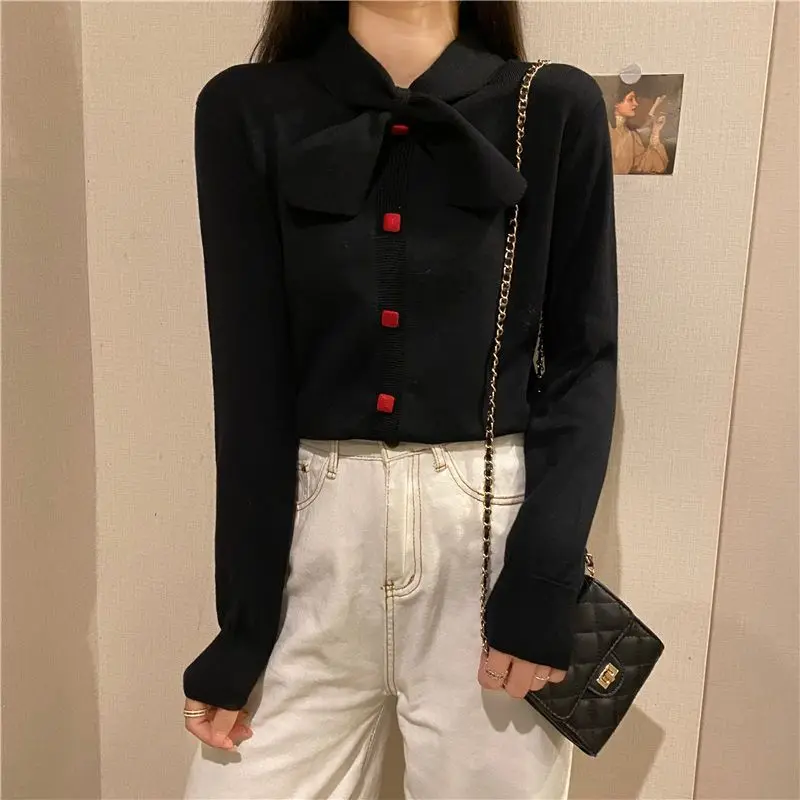 Primavera outono novo doce manga longa pullovers sólidos topo sólido all-match simplicidade coreano blusas moda tendência roupas femininas