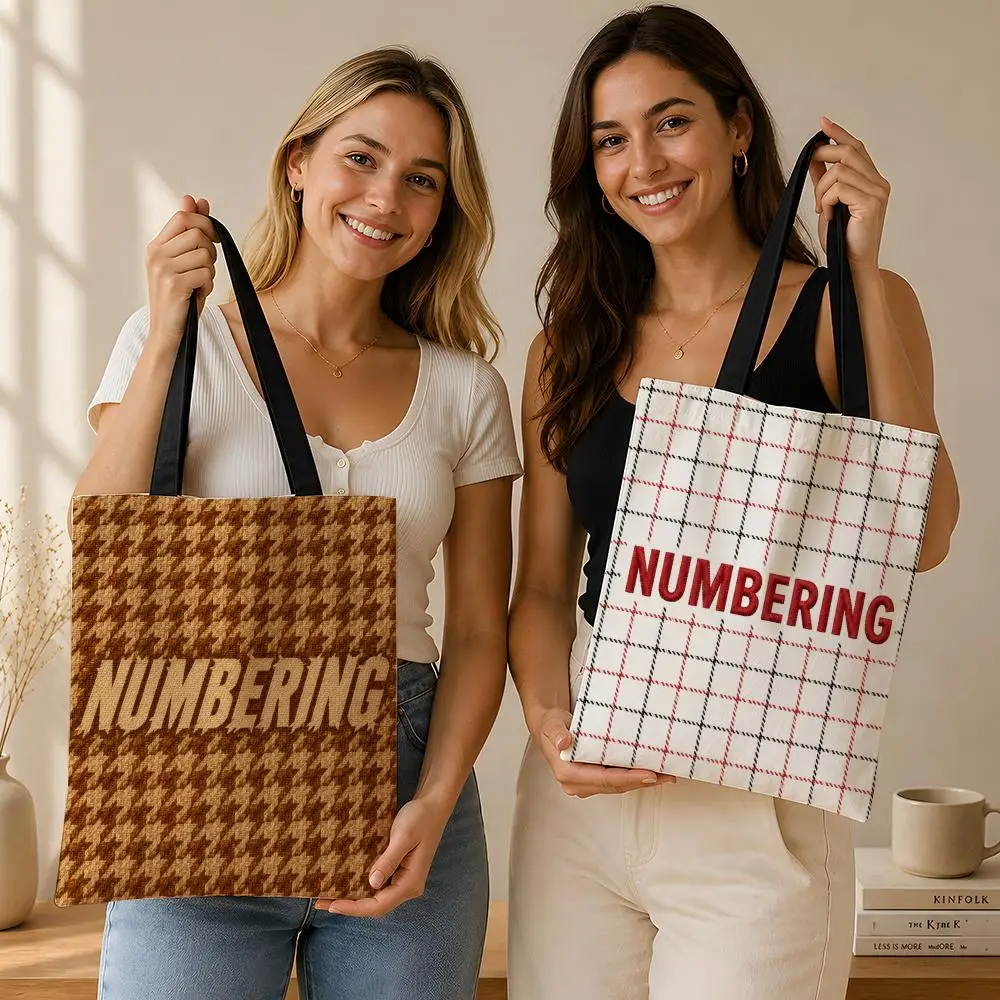 Brand NUMBERING Storage Bags Durable Canvas Shoulder Tote Versatile for School Commuting Shopping Travel