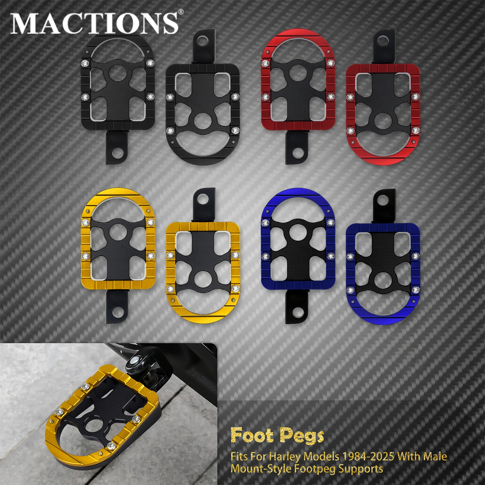 

Motorcycle Rear Footpegs Passenger Floorboards Footrest Pedal For Harley Softail Touring Dyna Road Electra Street Glide FLHR FL