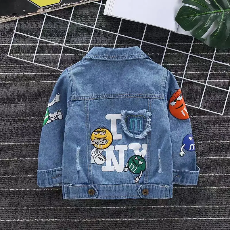 

2024 New Autumn Jacket For Boy Jean Coat Cartoon Kids Outwear Spring Denim Jacket Boy Windbreaker Children Jacket