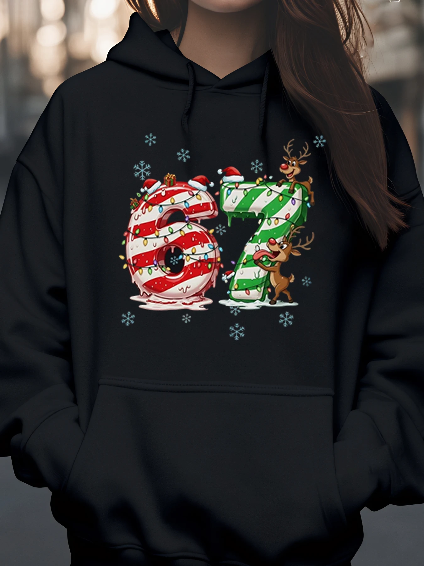 

Рождественская толстовка с капюшоном Candy Cane Numbers 67, праздничная одежда для женщин и мужчин