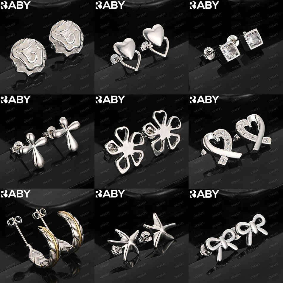 

URBABY 925 Sterling Silver Design Earrings Stud Earrings For Women Creativity Gifts Street All-match Party And Daily Wear