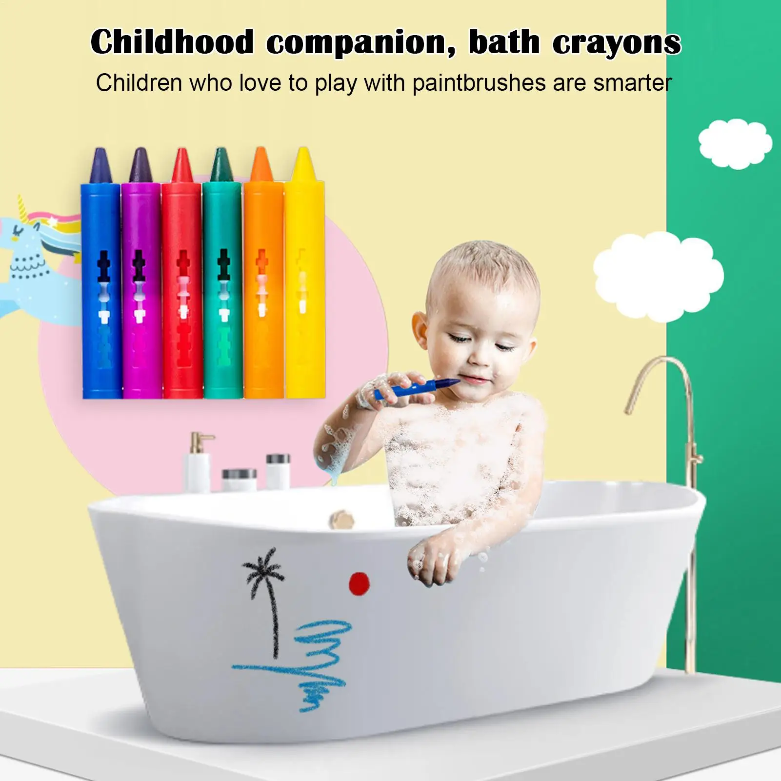 

6 Colors Non-Toxic Painting Crayon Drawing Graffiti Art Crayons Washable kids bathroom educational toy School Office Supplies