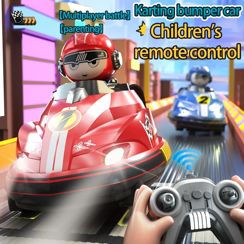 Kids Remote Control Double Bumper Cars 2 Player Battle Parent-Child Interactive Drift Kart Collision Ejection Electric Toy