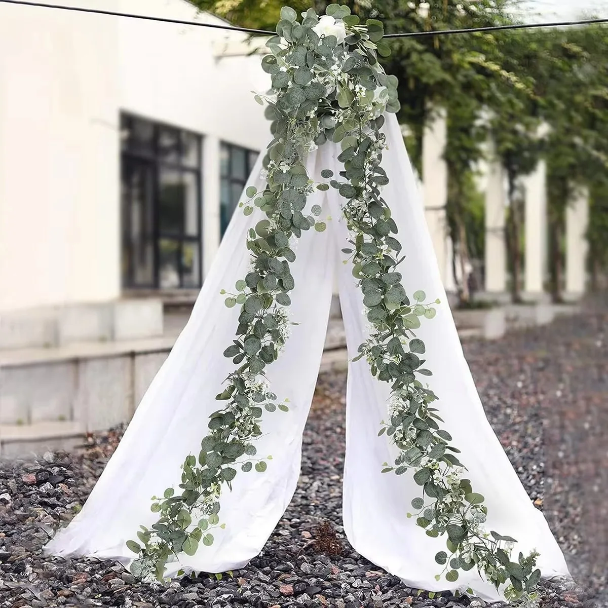 1/2pcs Artificial Eucalyptus Leaf Greenery Hanging Rattan Table Runner Wedding Backdrop Mantel Doorway Home Party WallDecoration