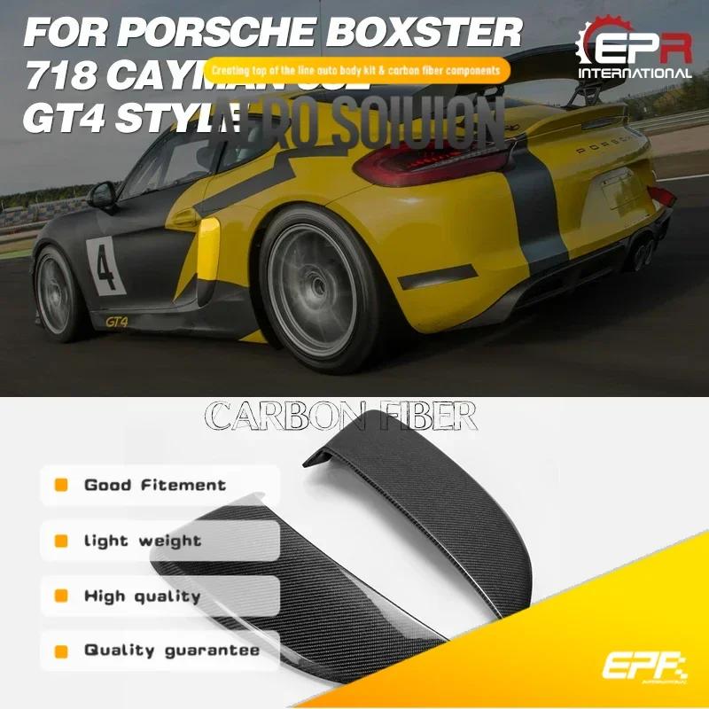 

Стильная глянцевая крышка для воздухозаборника GT4 из углеродного волокна с боковым отверстием для Porsche 2016 на Boxster 718 Cayman 982