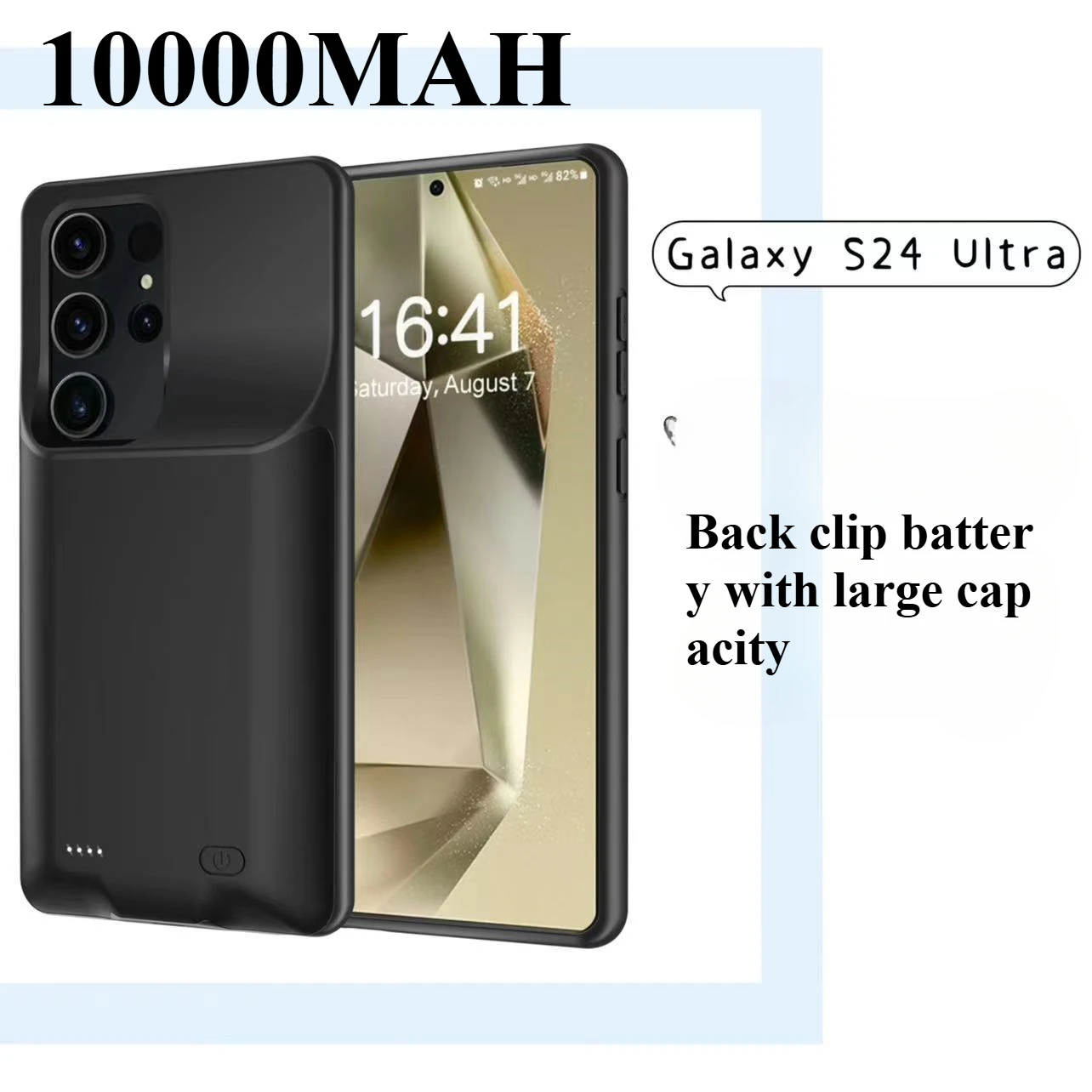 

10000mAh Suitable for Samsung S23/S24ultra Back Clip Battery Power Bank Plus Fully Soft Rubber Wireless Power Bank