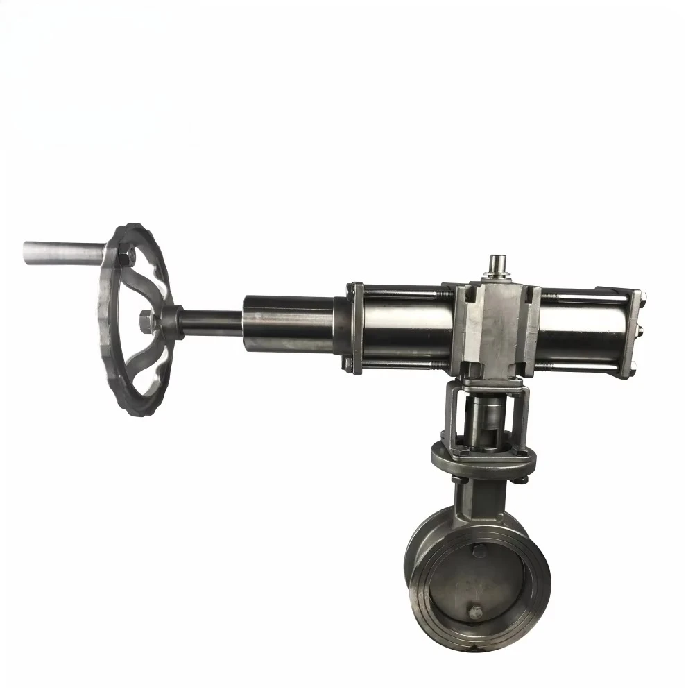 DN100 Flange Connection Ss304 Pneumatic Regulating Butterfly Valve With Handwheel