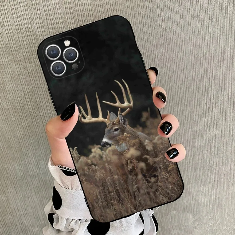 Deer Hunting Camo   Phone Case For iPhone 15,14,13,12,11,Plus,Pro Max,XS,X,XR,SE,Mini,8,7 Soft Silicone Black Cover