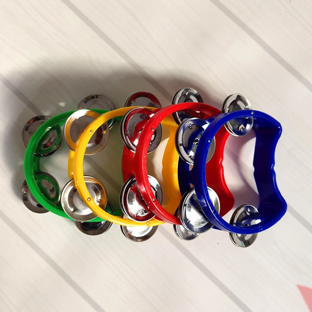 4pcs Tambourine Jingles Rattle Bell Musical Instruments for Party Kid Game