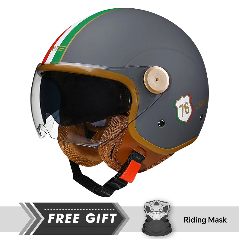 

Unisex Open Face Helmet Retro Jet Helmet 3/4 Motorcycle Helmet Cafe Racer Electric Scooter Motorbike Capacete DOT Approved