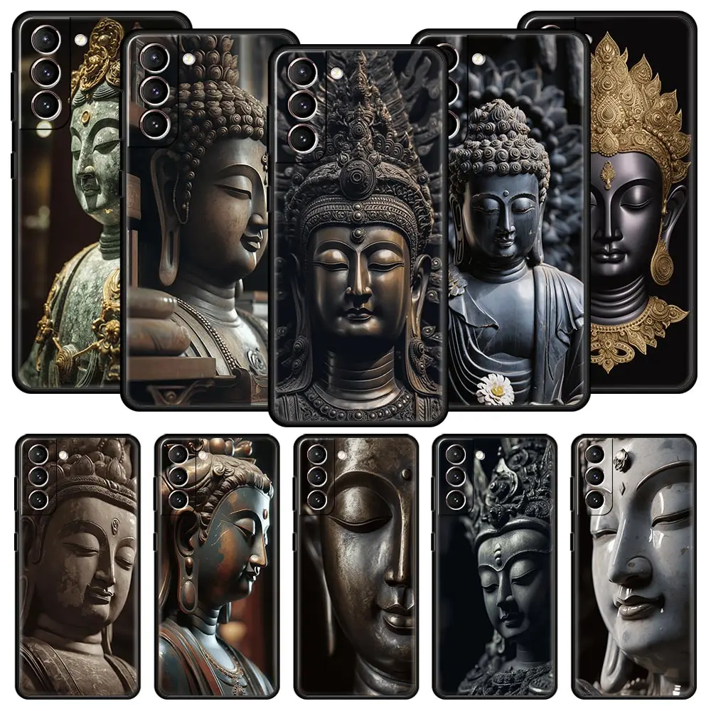 Buddha Stone Statue Phone Case For Samsung Galaxy S26 S25 S24 S23 S22 S20 Ultra S21 FE 5G S10 Plus TPU Shockproof Cover