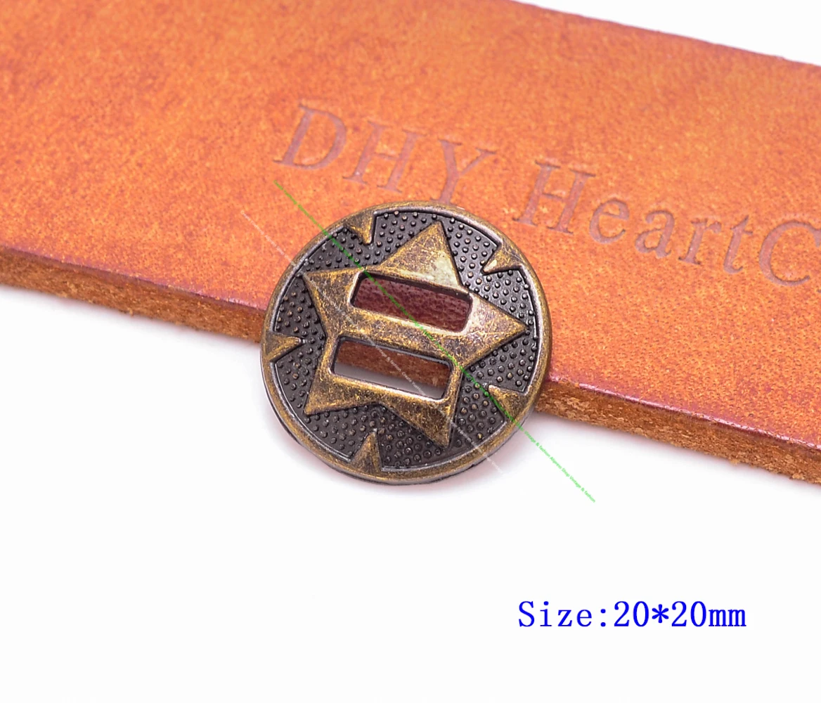 10 x kleine 20 mm Western-Star-Sättel, Kopfstück, Cowboy-Chaps, Lederhandwerksgürtel, geschlitzte Conchos-Schnallen-Hardware – Detail 13