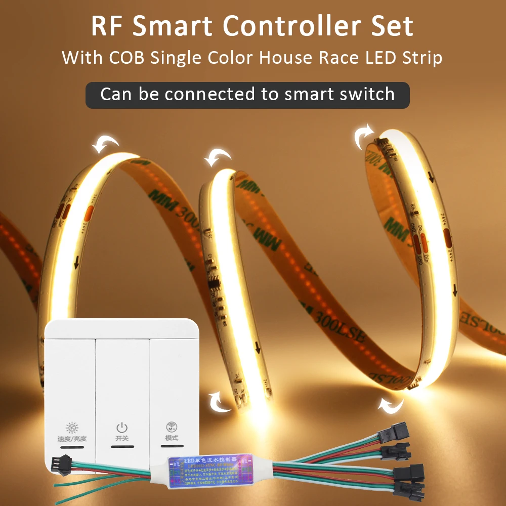 COB IC Running Water Flowing LED Strip Light WS2811 Pixel DC 24V Elastyczna wstążka ON/OFF Switch Sync Control Horse Race Tape Lamp