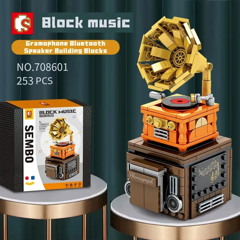 Genuine SEMBO BLOCK Bluetooth speaker piano building blocks phone stents fashion retro model girl toys creative DIY assembly