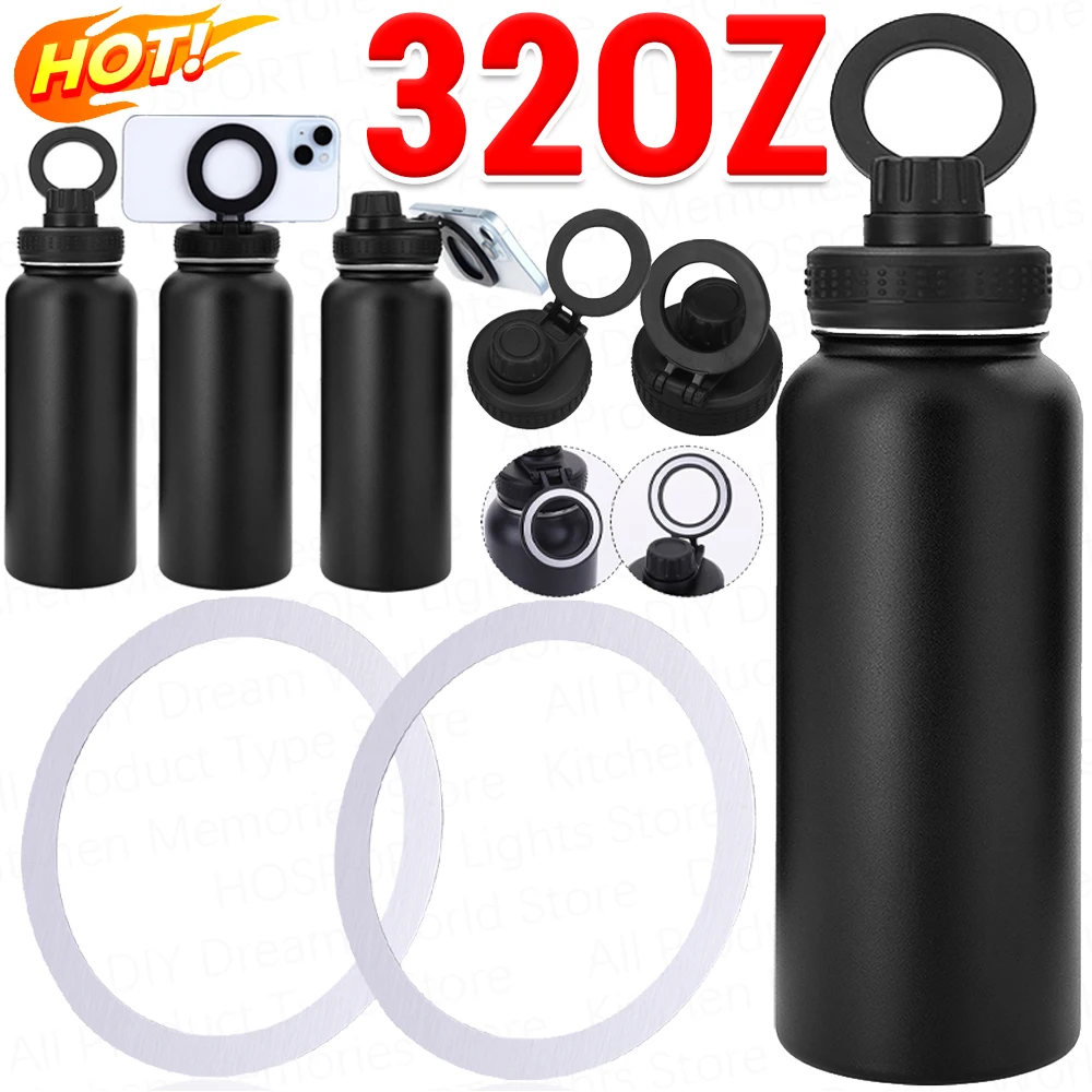 

32oz Stainless Steel Insulated Water Bottle Magnetic Tripod Phone Holderwith Leak Proof for Sports Outdoor Vacuum Flasks Kettle