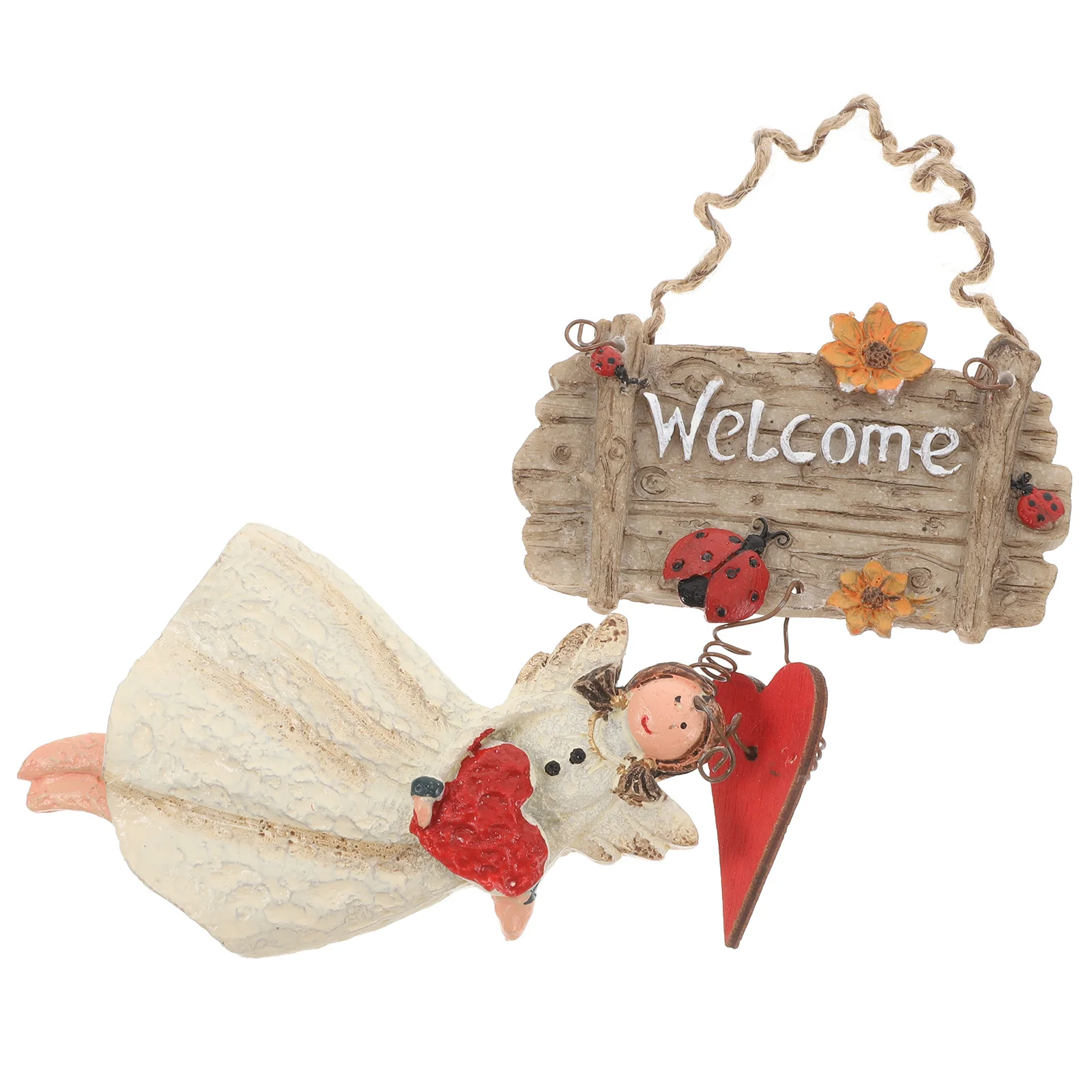 

Christmas Welcome Hanging Ornament Vintage Angel Resin Decor Door Window Festive Reusable Holiday Tree Baubles Fireplace Xmas