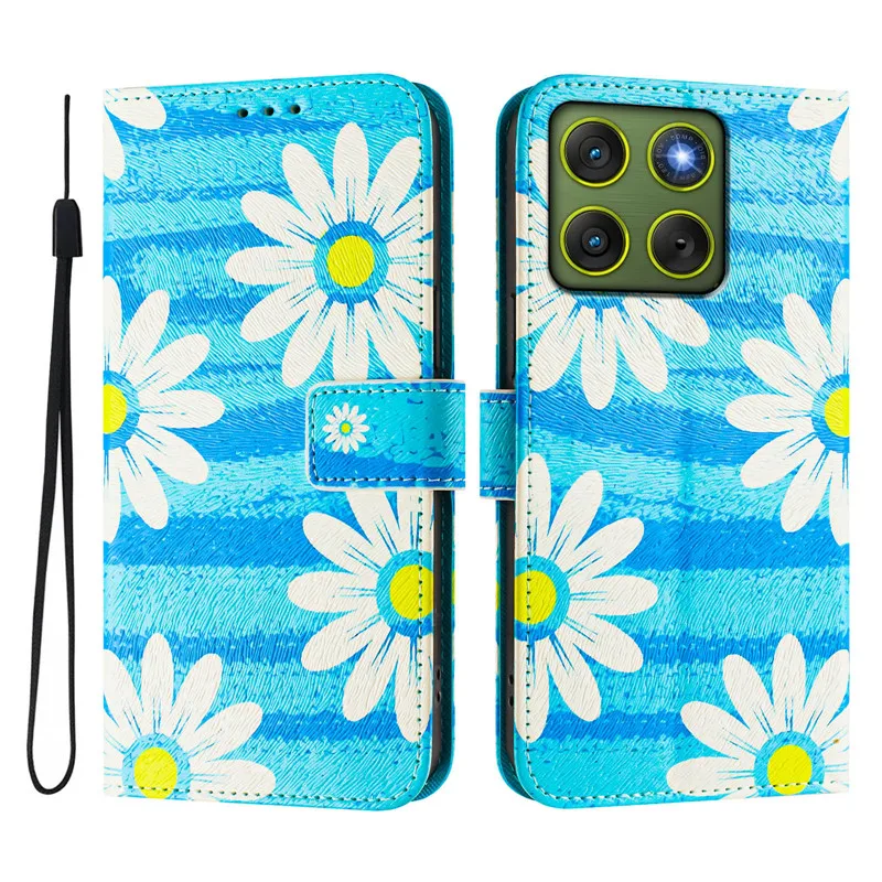 حافظة جلدية بتصميم زهرة ريترو لهاتف موتورولا موتو إيدج 70X70 Air 5G Edge70 غطاء مغناطيسي قابل للطي حقائب هاتف جميلة #5