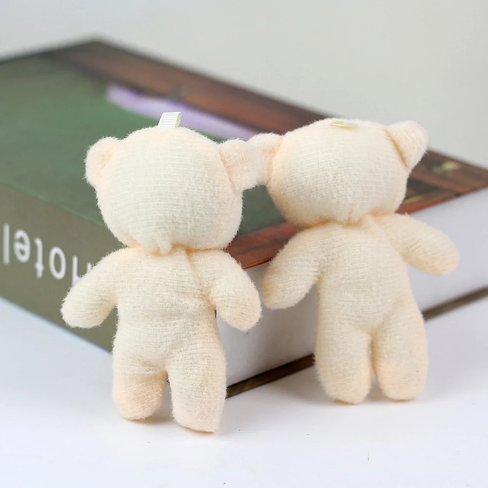 

5 Pcs Plush Figure Toys Mini Bear Cartoon Home Accessory Hanging Figurines Pendant Beige Small Dolls Child