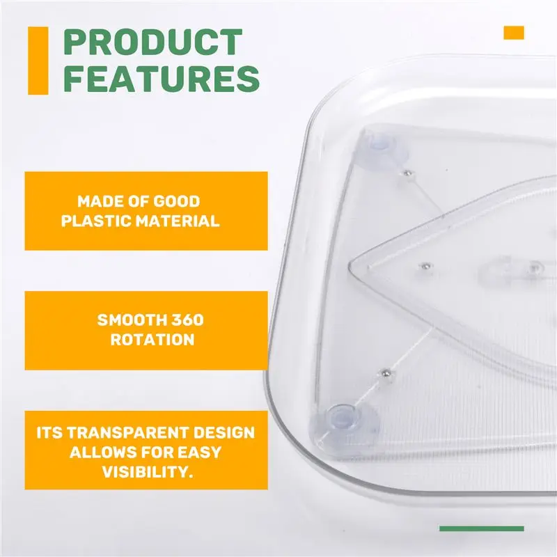 ABXF-360° Rotating Lazy Susans For Refrigerator Rectangular Fridge Organizer Cabinet Tray Refrigerator Organizers And Storage